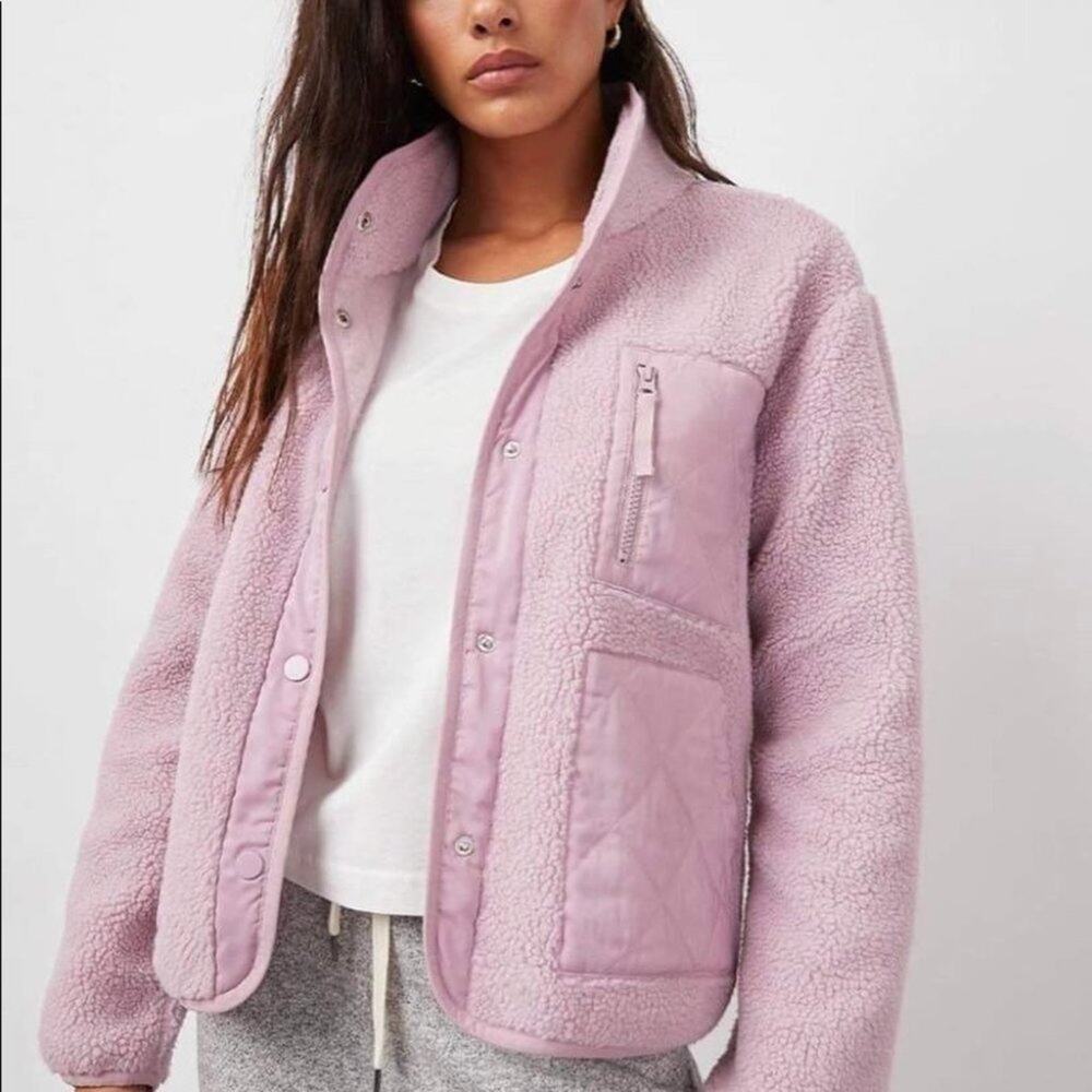 Rails Soft Sherpa Relaxed Fit Plush Sherpa Jacket Coat In Lilac Size Large